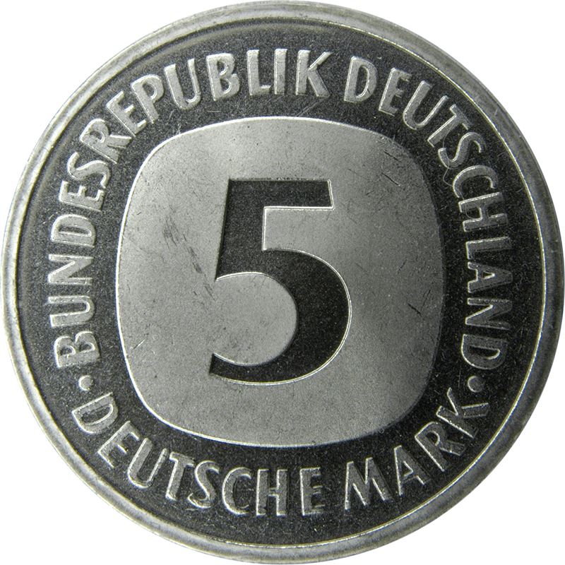 Germany 5 Deutsche Mark Coin | Eagle | KM140.1 | 1975 - 2001