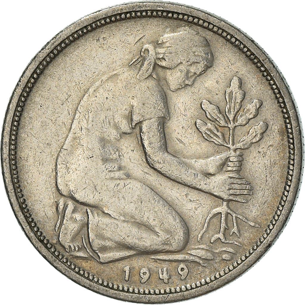 Germany 50 Pfennig Coin | Oak Planting | KM104 | 1949 - 1950