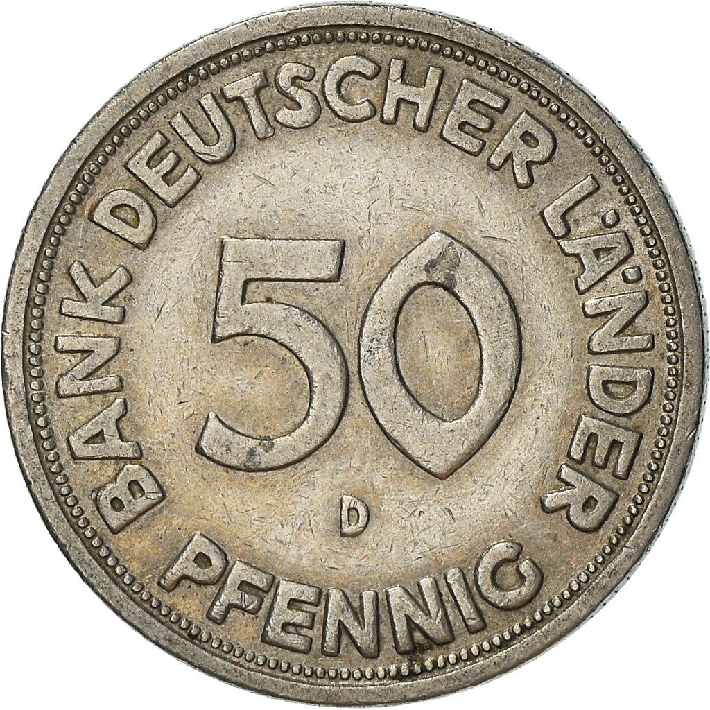 Germany 50 Pfennig Coin | Oak Planting | KM104 | 1949 - 1950