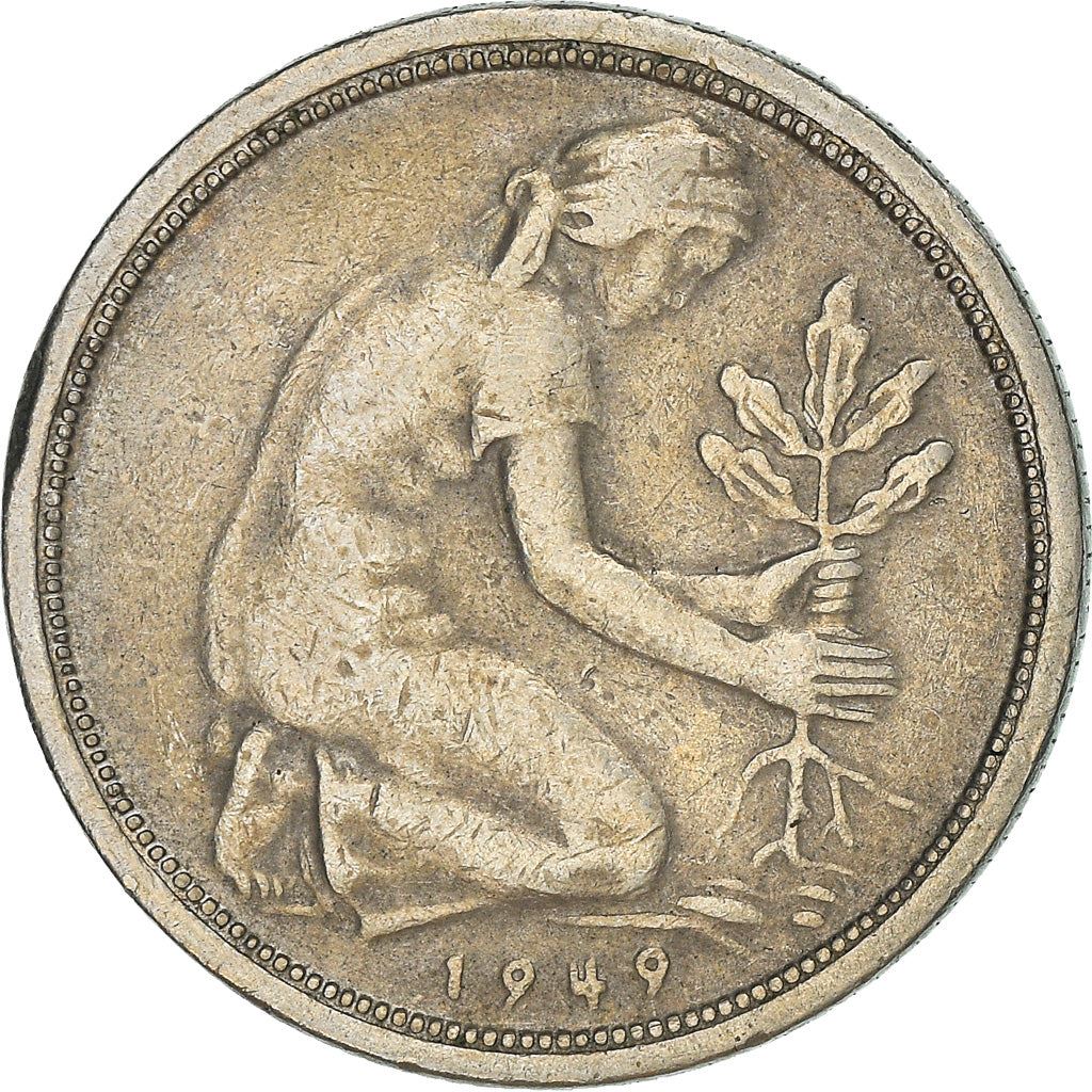 Germany 50 Pfennig Coin | Oak Planting | KM104 | 1949 - 1950