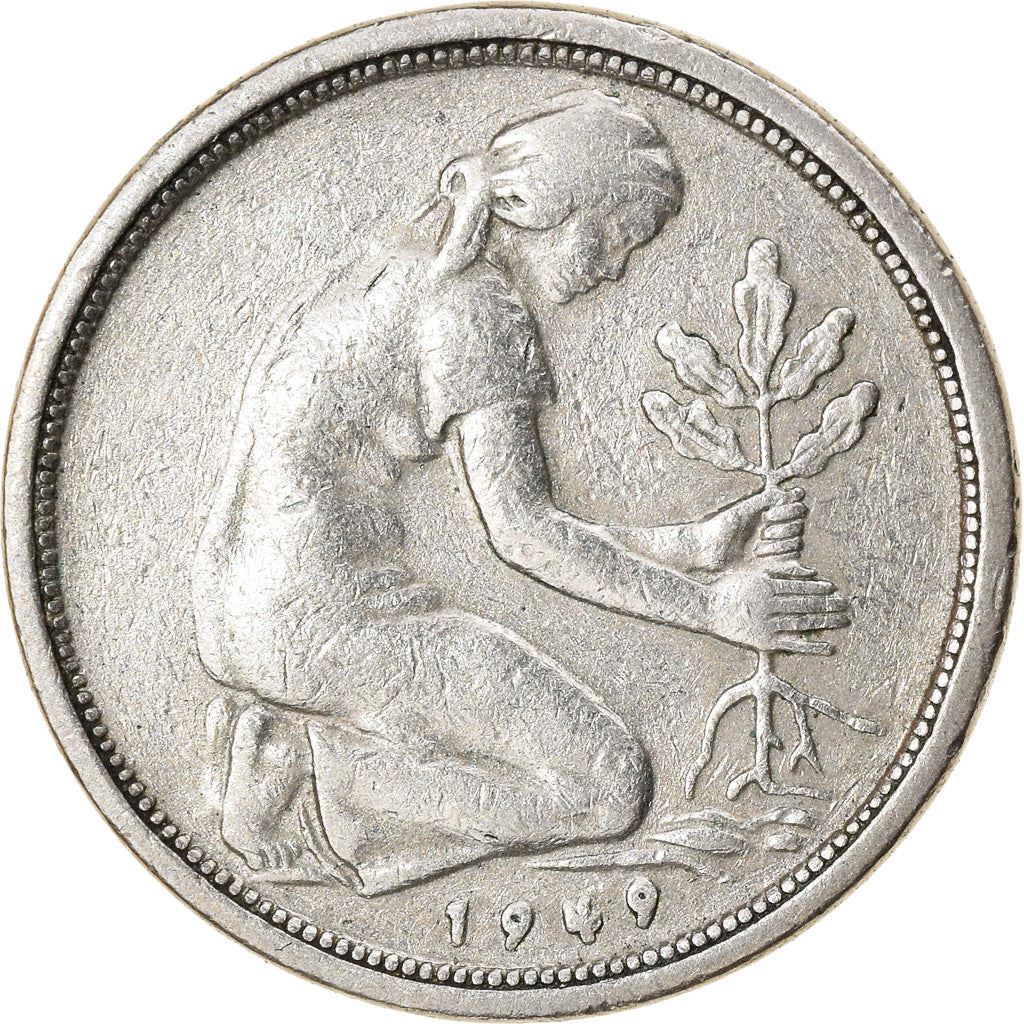 Germany 50 Pfennig Coin | Oak Planting | KM104 | 1949 - 1950