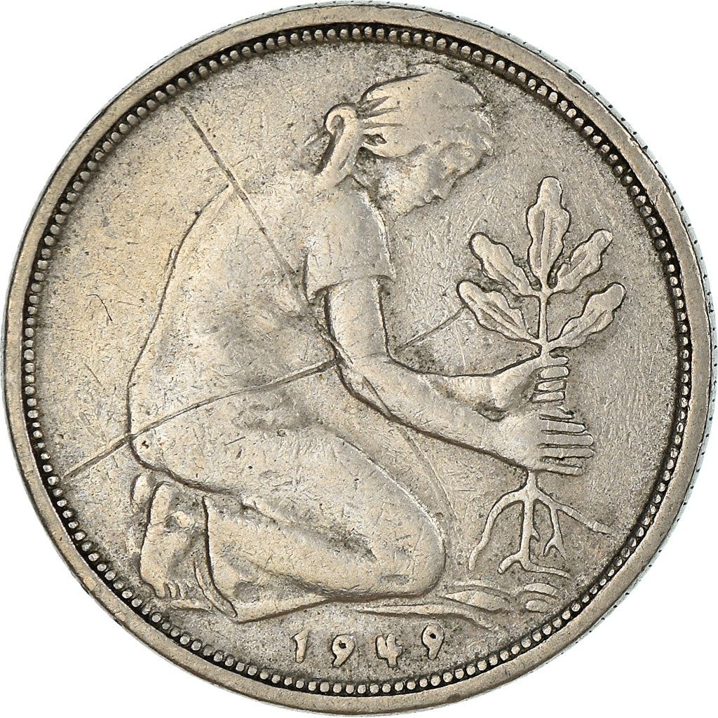 Germany 50 Pfennig Coin | Oak Planting | KM104 | 1949 - 1950