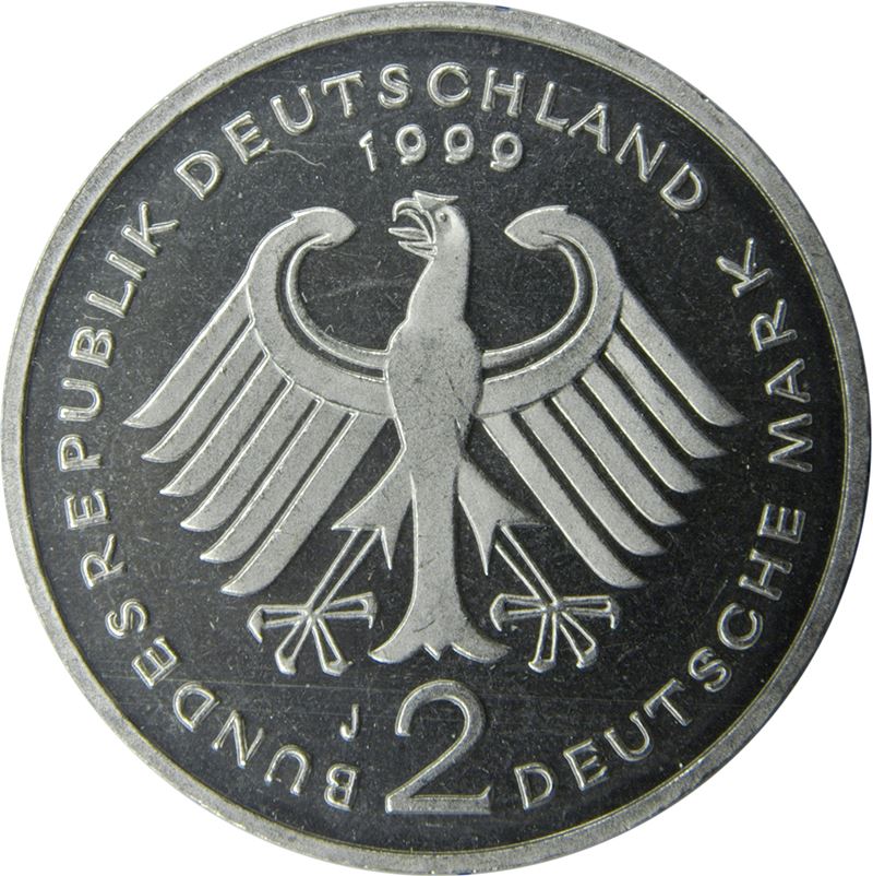 Germany Coin German 2 Deutsche Mark | Franz Josef Strauss | Eagle | KM175 | 1990 - 2001