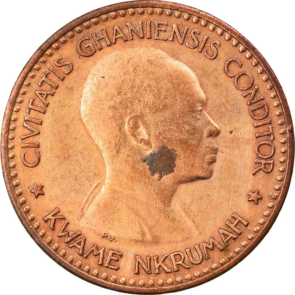 Ghana 1 Penny Coin | Elizabeth II | Star | Kwame Nkrumah | KM2 | 1958