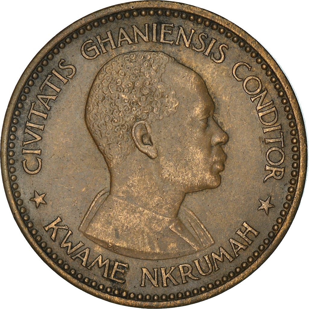 Ghana 1 Penny Coin | Elizabeth II | Star | Kwame Nkrumah | KM2 | 1958