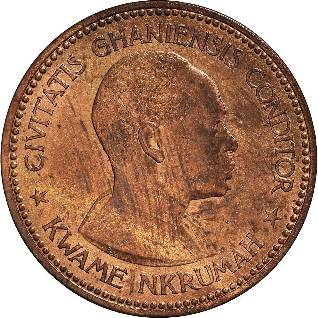 Ghana 1 Penny Coin | Elizabeth II | Star | Kwame Nkrumah | KM2 | 1958