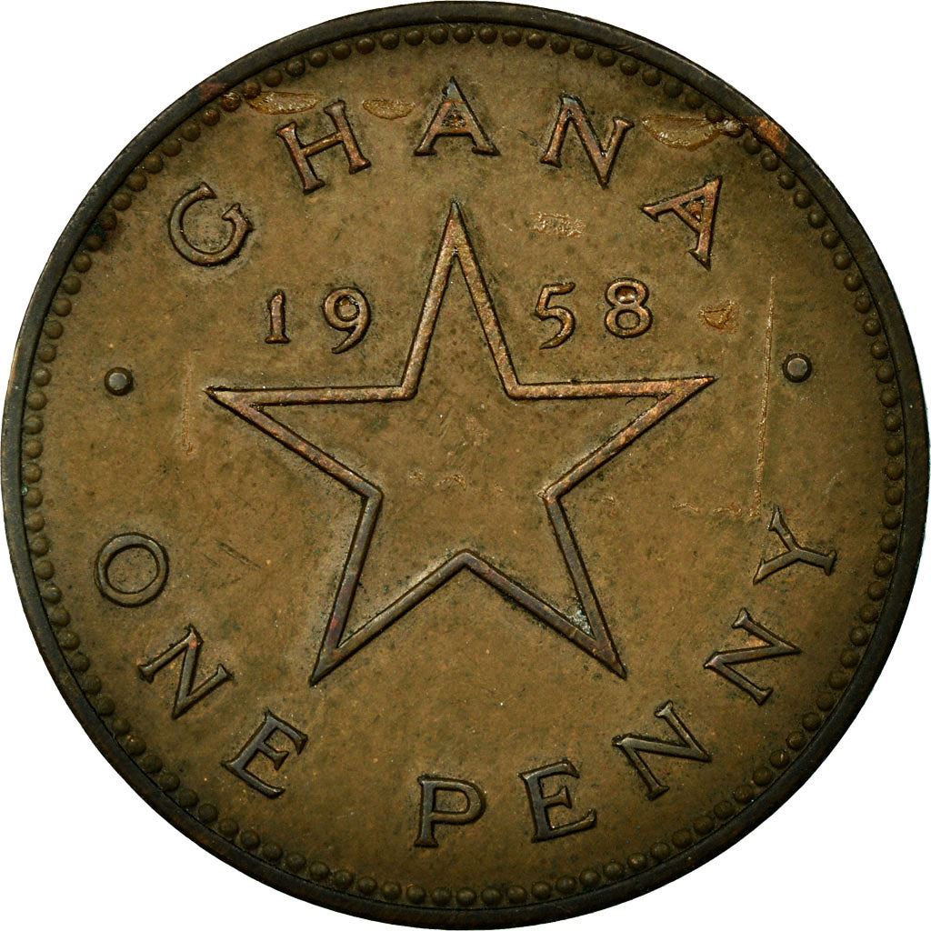 Ghana 1 Penny Coin | Elizabeth II | Star | Kwame Nkrumah | KM2 | 1958