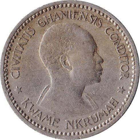 Ghana 1 Shilling Coin | Kwame Nkrumah | Star | Queen Elizabeth II | KM5 | 1958