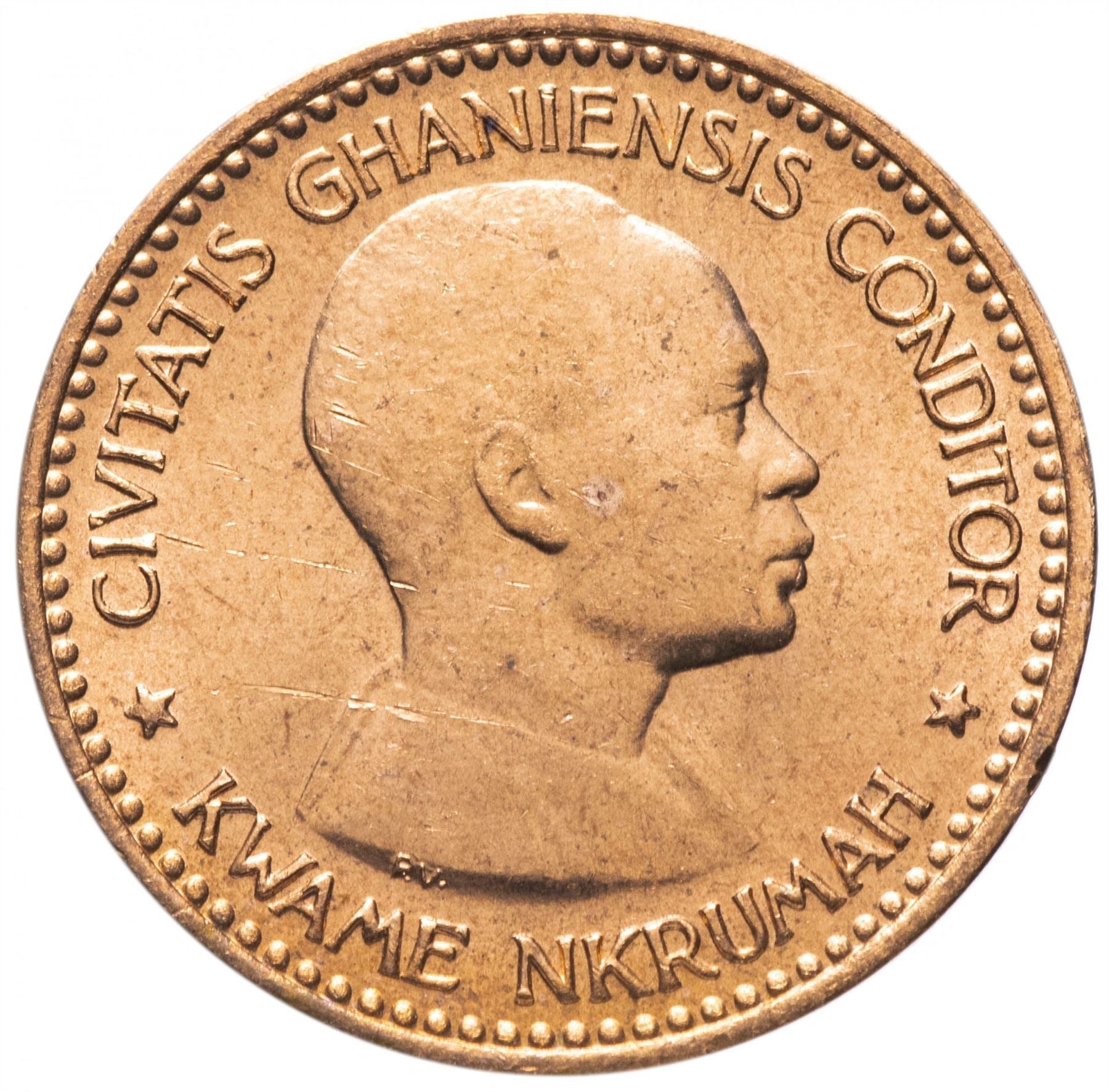 Ghana 1/2 Penny Coin | Kwame Nkrumah | Elizabeth II | KM1 | 1958