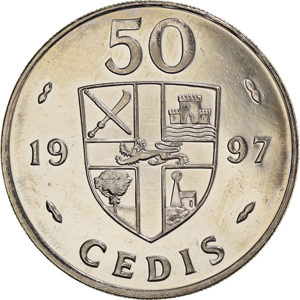 Ghana 50 Cedis Coin | Bush drums | KM31a | 1995 - 1999