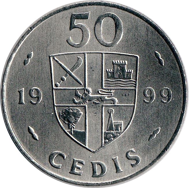 Ghana 50 Cedis Coin | Bush drums | KM31a | 1995 - 1999