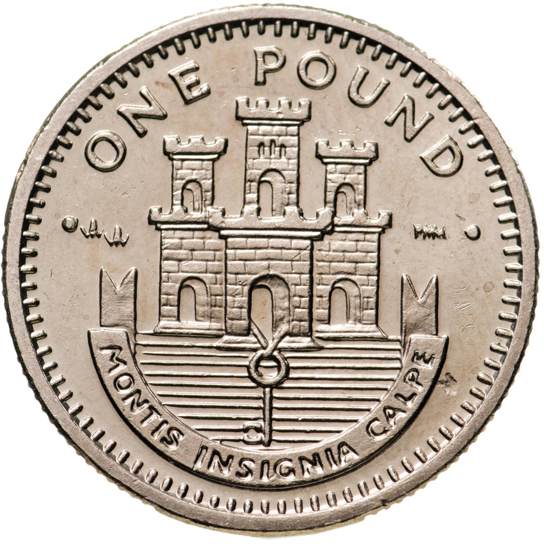 Gibraltar | 1 Pound Coin | Queen Elizabeth II | Castle | Key | KM869 | 1998 - 2002