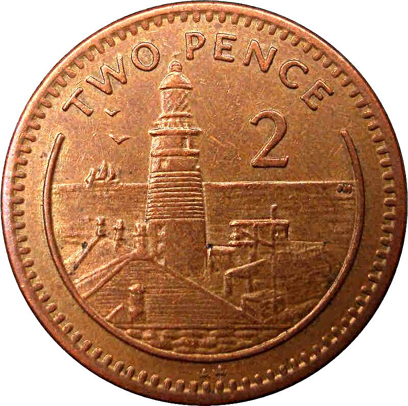 Gibraltar | 2 Pence Coin | Queen Elizabeth II | KM774 | 1998 - 2003