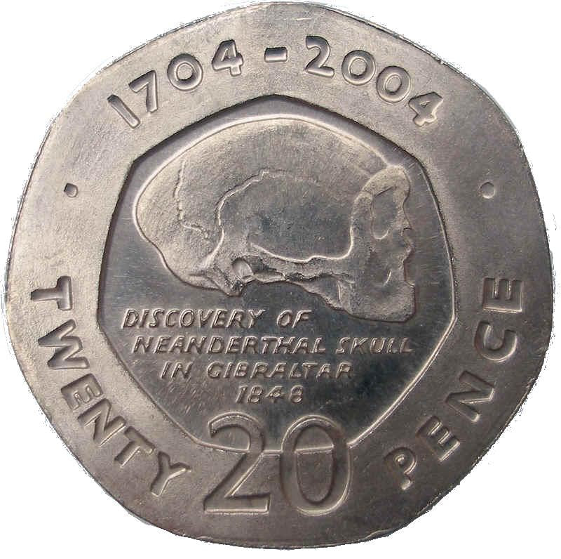 Gibraltar | 20 Pence Coin | Queen Elizabeth II | Occupation | Skull | KM1048 | 2004