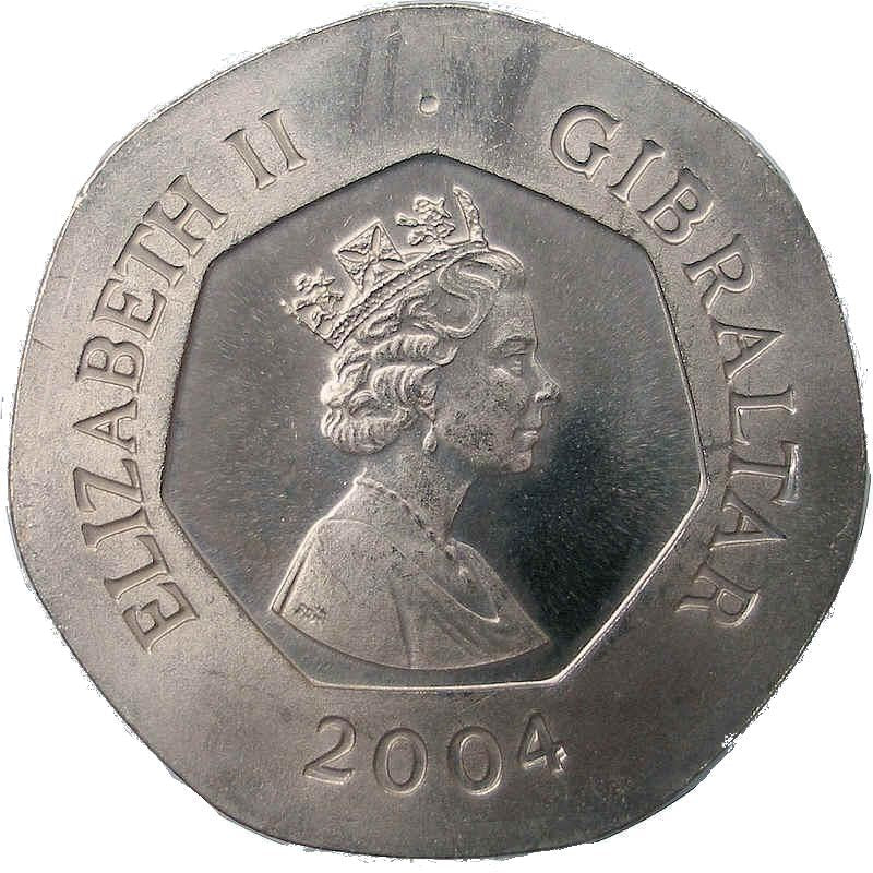 Gibraltar | 20 Pence Coin | Queen Elizabeth II | Occupation | Skull | KM1048 | 2004