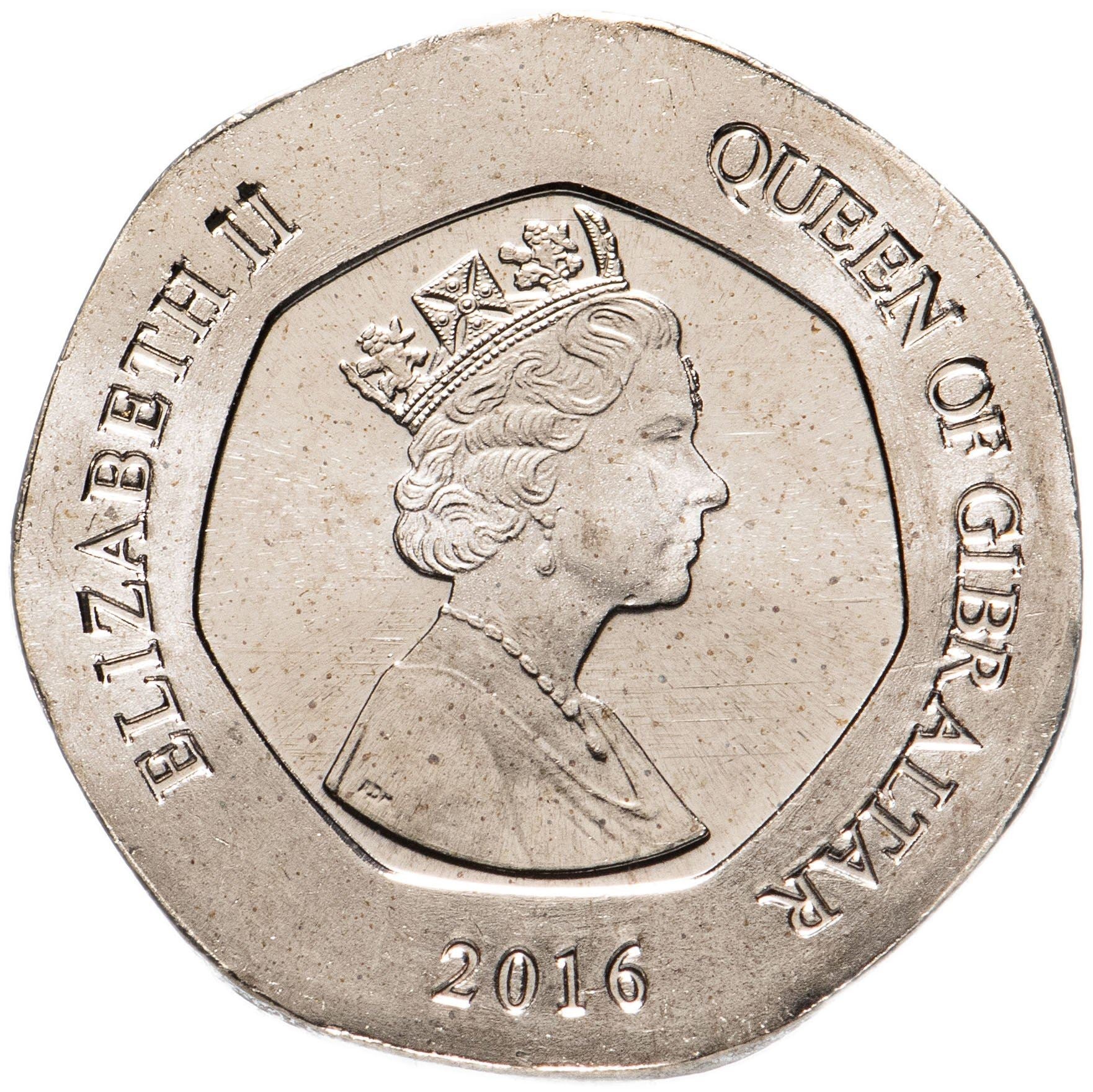 Gibraltar | 20 Pence | Queen Elizabeth II | Candytuft | 2014 - 2016