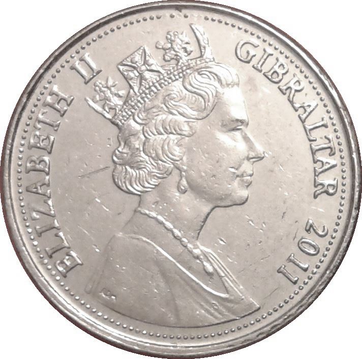 Gibraltar | 5 Pence | Queen Elizabeth II | Barbary Macaque | KM1207 | 2010 - 2011