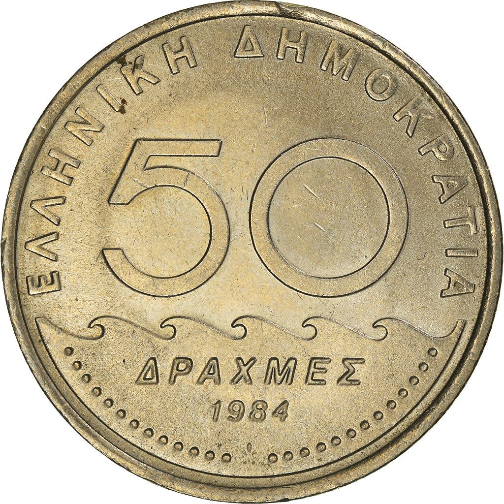 Greece 50 Drachmes Coin | Solon | KM134 | 1982 - 1984