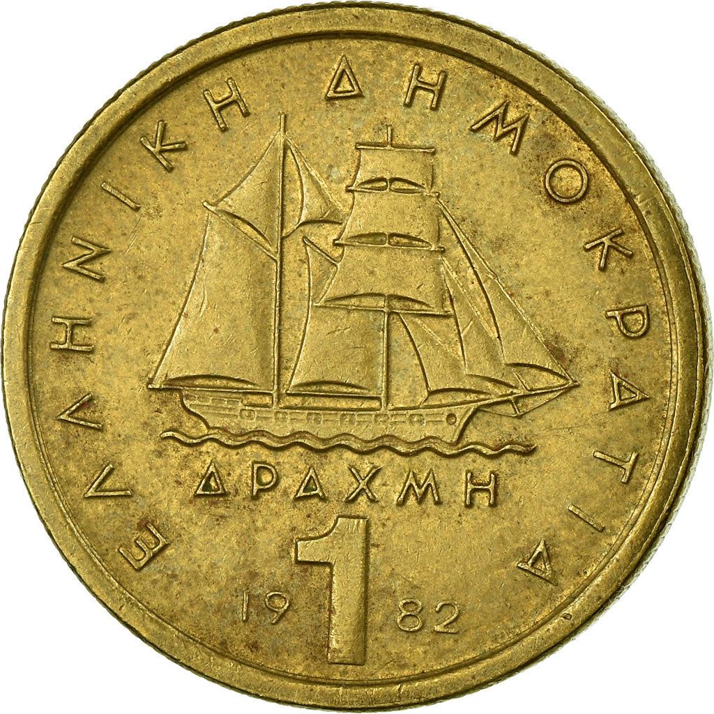 Greece Coin Greek 1 Drachma | Corvette Boat | Constantine Kanaris | KM116 | 1976 - 1986