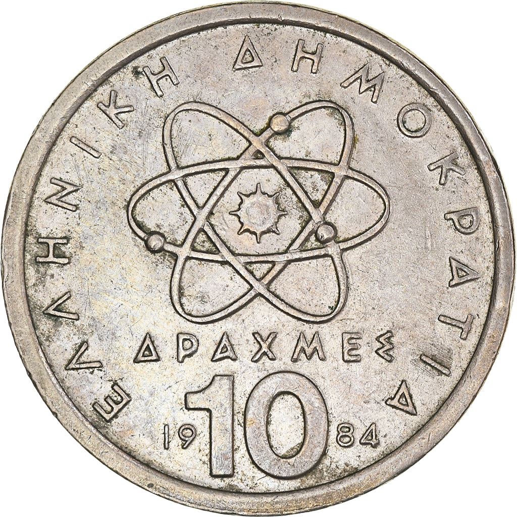 Greece Coin Greek 10 Drachmes | Democritus | Atom | KM132 | 1982 - 2000