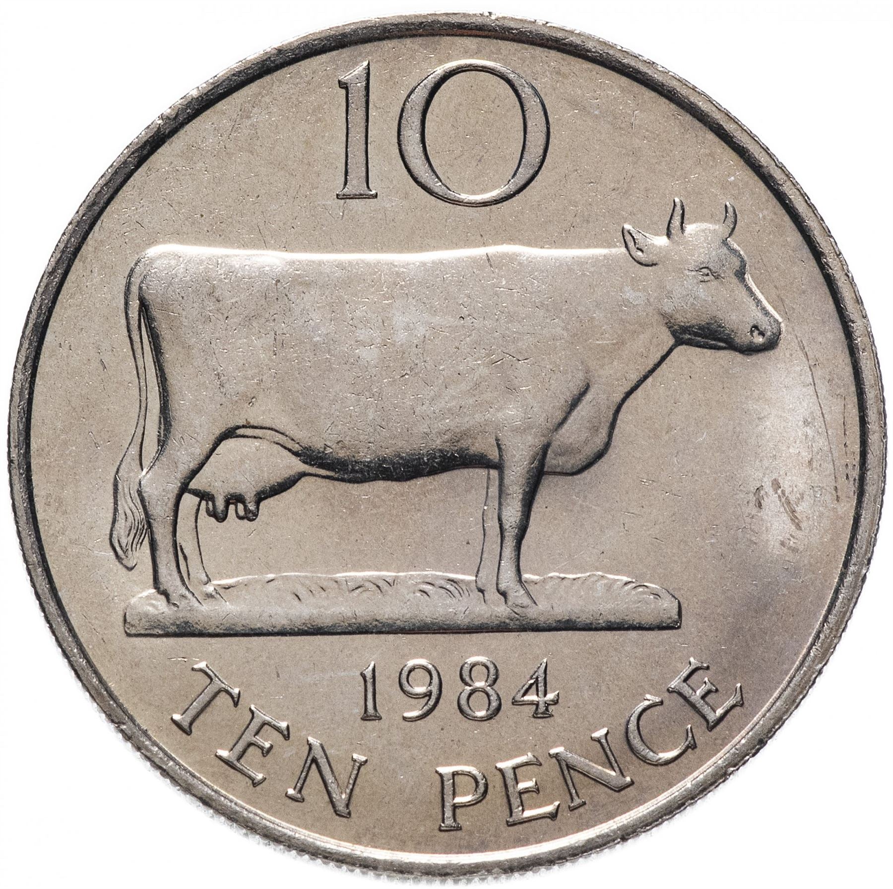 Guernsey Coin | 10 Pence | Queen Elizabeth II | Guernsey Cattle | KM30 | 1977 - 1984