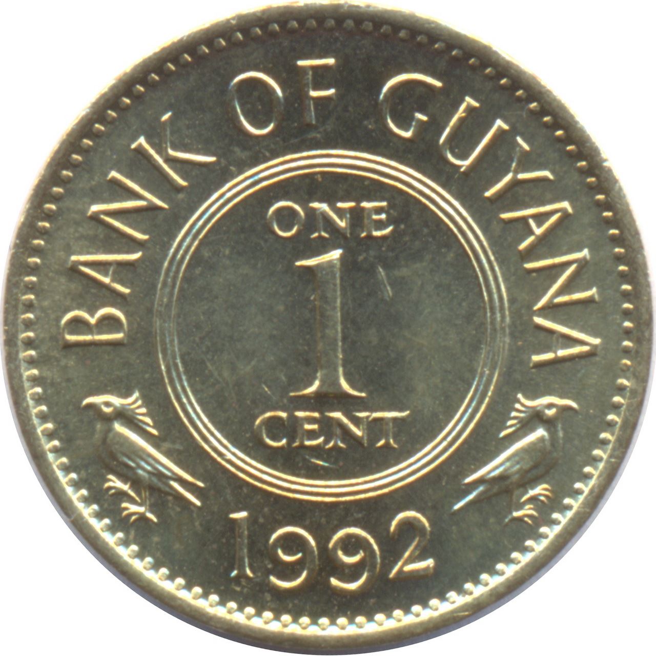 Guyana 1 Cent Coin | Bird Hoatzin | Lotus Flower | KM31 | 1967 - 1992