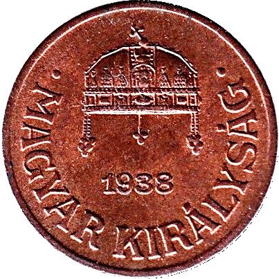 Hungary 1 Filler Coin | Miklos Horthy | Crown | KM505 | 1926 - 1939