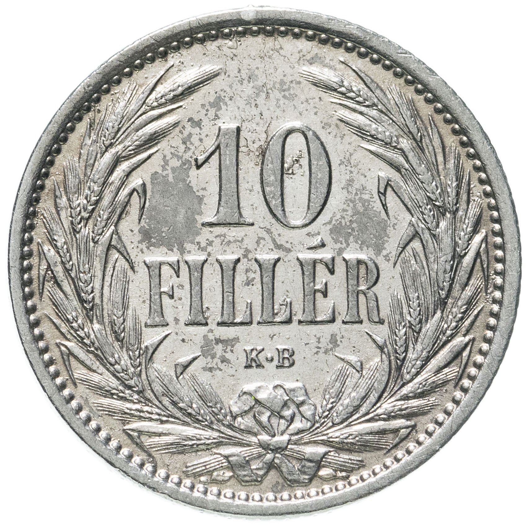 Hungary 10 Filler Coin | Franz Joseph I | Holy Crown | KM482 | 1892 - 1914