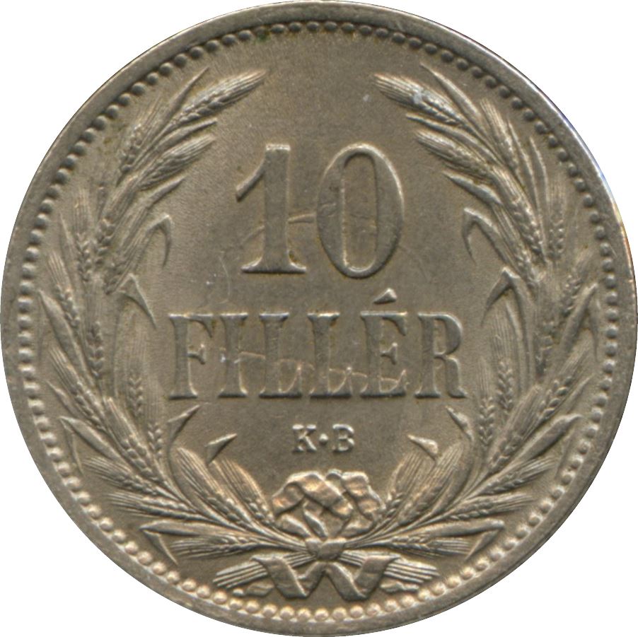 Hungary 10 Filler Coin | Franz Joseph I | Holy Crown | KM482 | 1892 - 1914