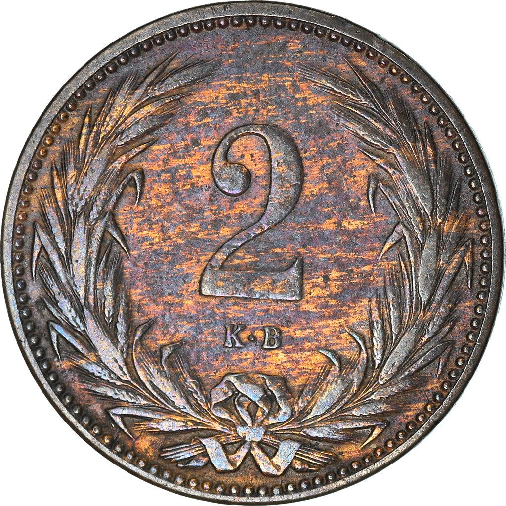 Hungary 2 Filler Coin | Franz Joseph I | Holy Crown | KM481 | 1892 - 1915