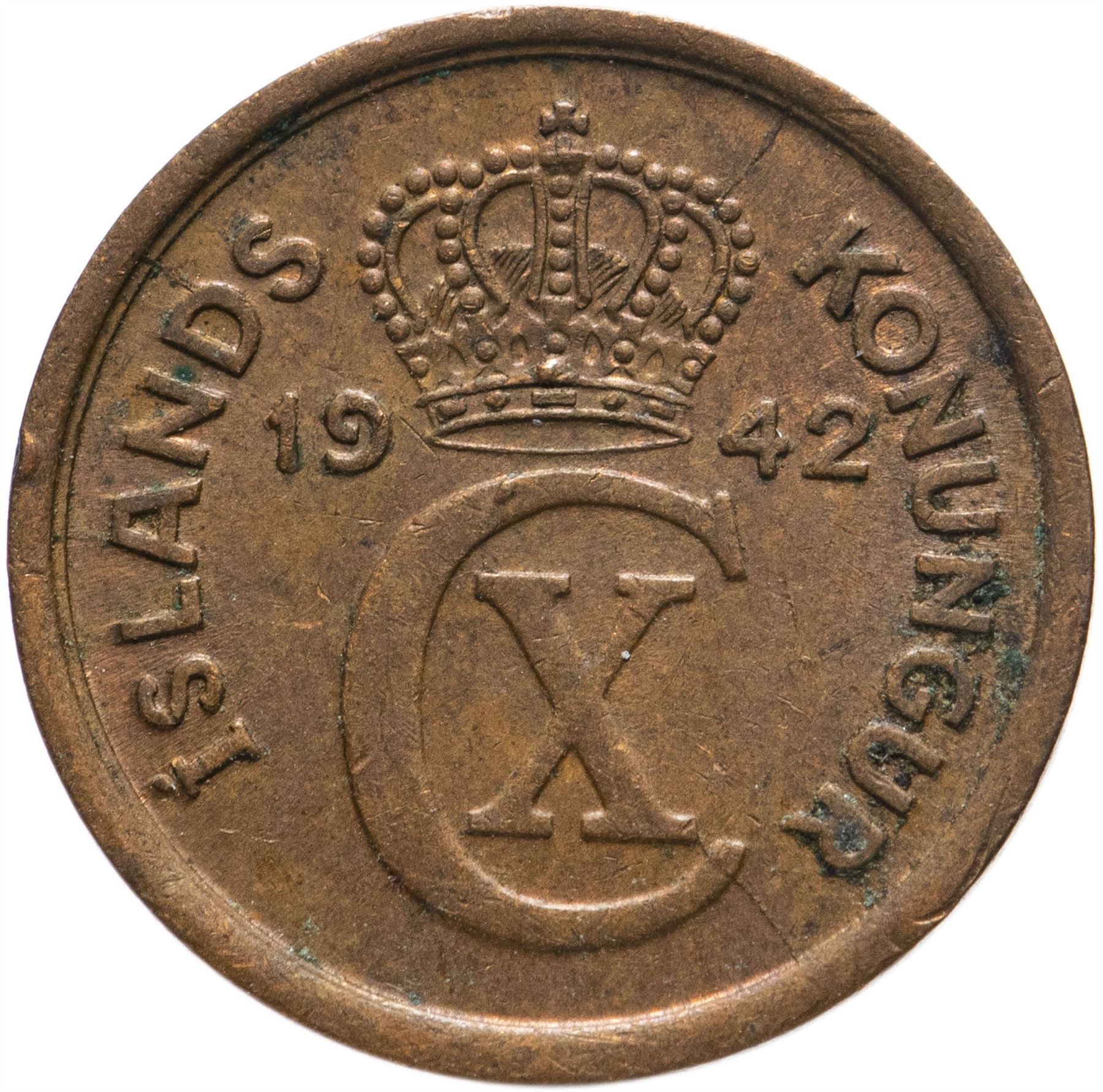 Iceland 1 Eyrir Coin | Christian X | KM5 | 1926 - 1942