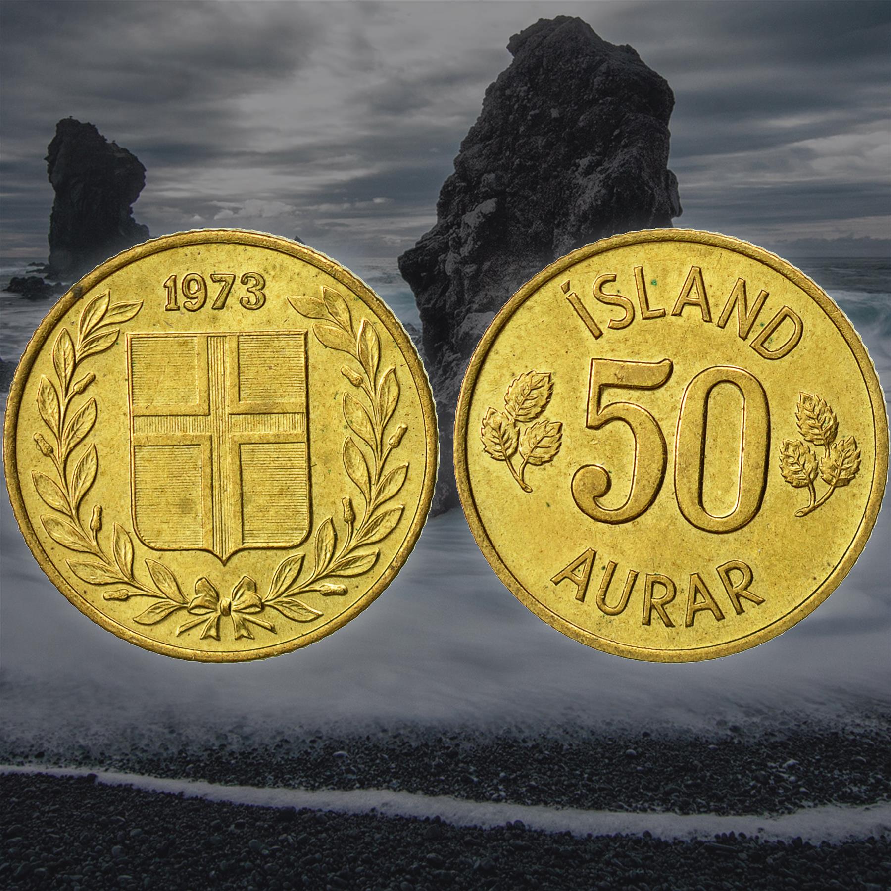 Icelander 6 Coin Set 10 50 Aurar 1 5 10 50 Krónur | Parliament Building | Landvættir | Iceland | 1967 - 1980