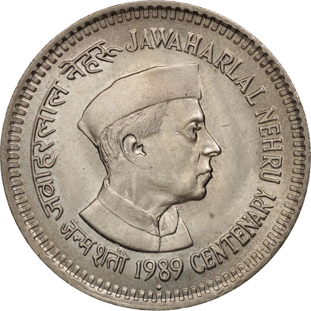 India | 1 Rupee Coin | Jawaharlal Nehru | Km:83 | 1989