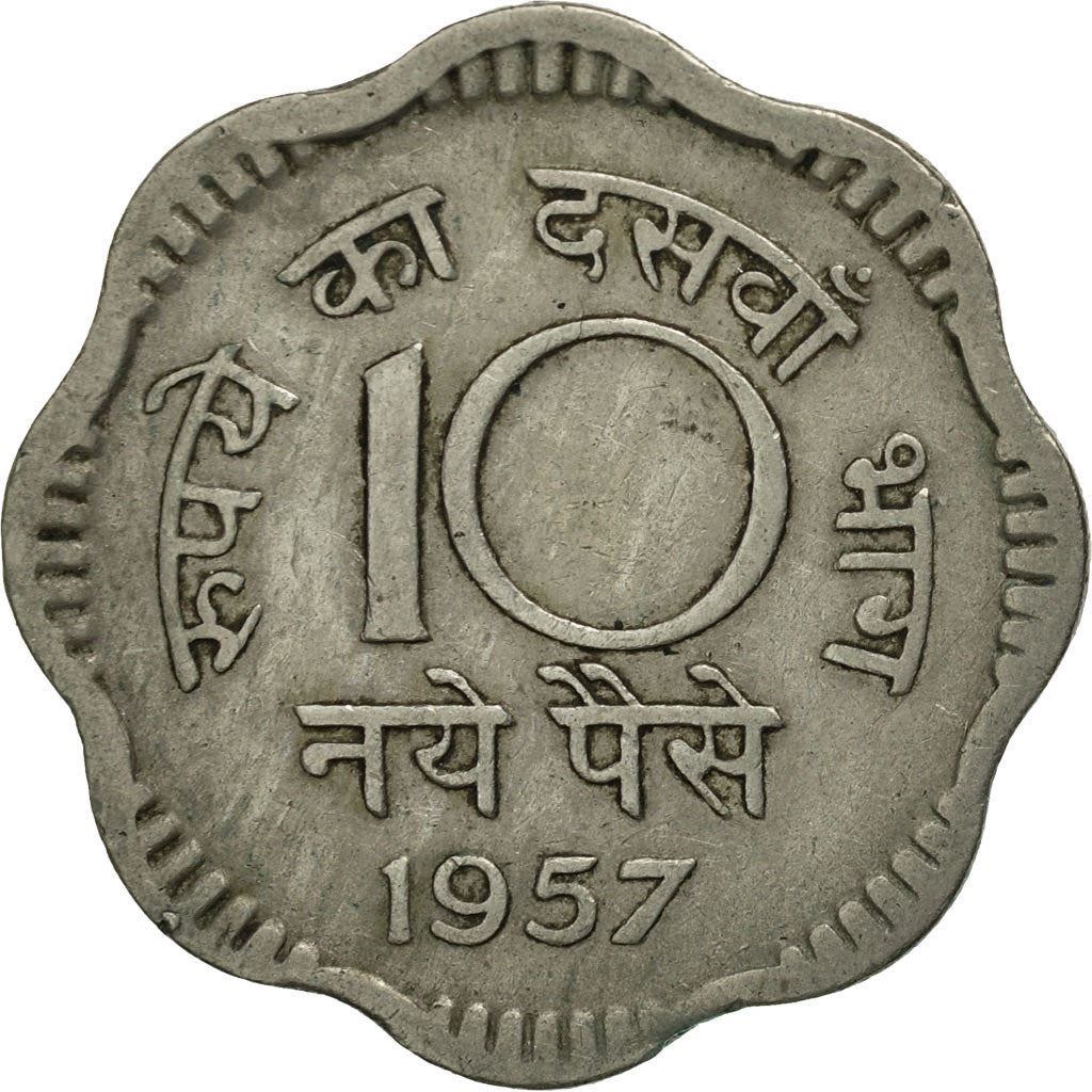 India | 10 Naye Paise Coin | Ashoka Lion | Km:24.1 | 1957