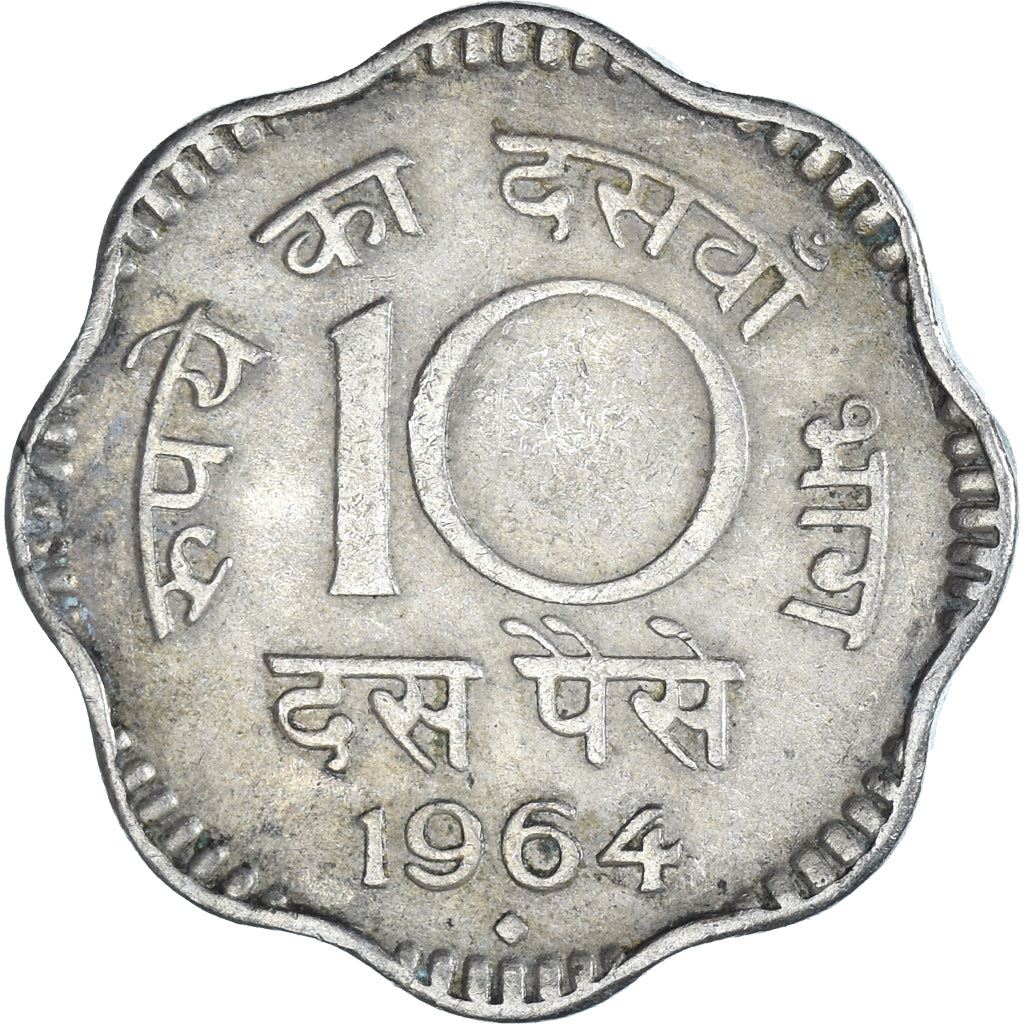 India | 10 Paise Coin | Ashoka lion | Km:25 | 1964 - 1967