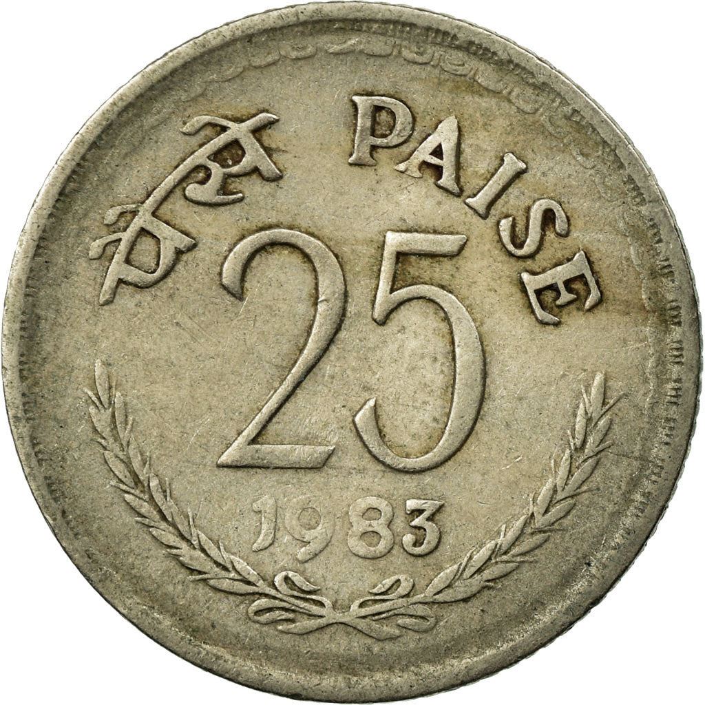 India | 25 Paise Coin | Asoka lion | Km:49 | 1972 - 1990