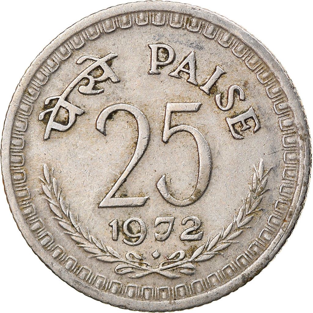 India | 25 Paise Coin | Asoka lion | Km:49 | 1972 - 1990