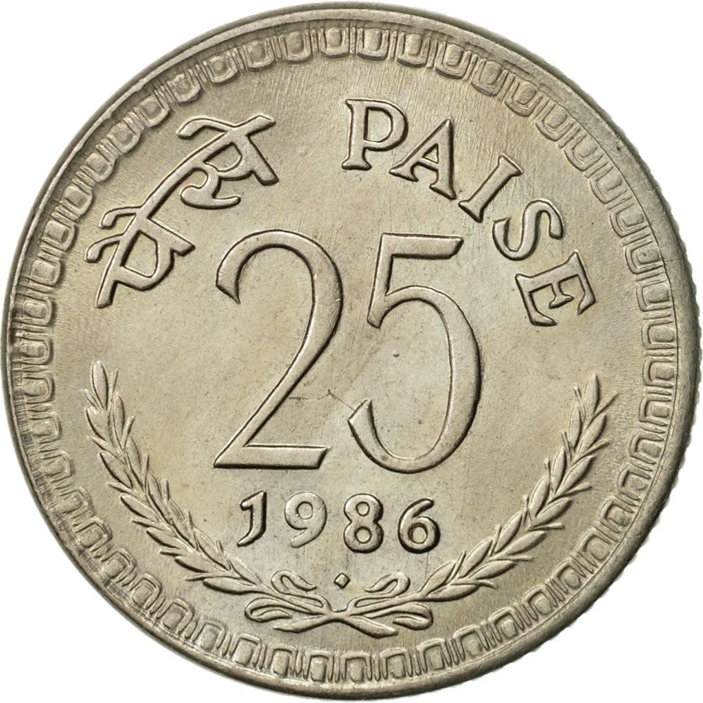 India | 25 Paise Coin | Asoka lion | Km:49 | 1972 - 1990