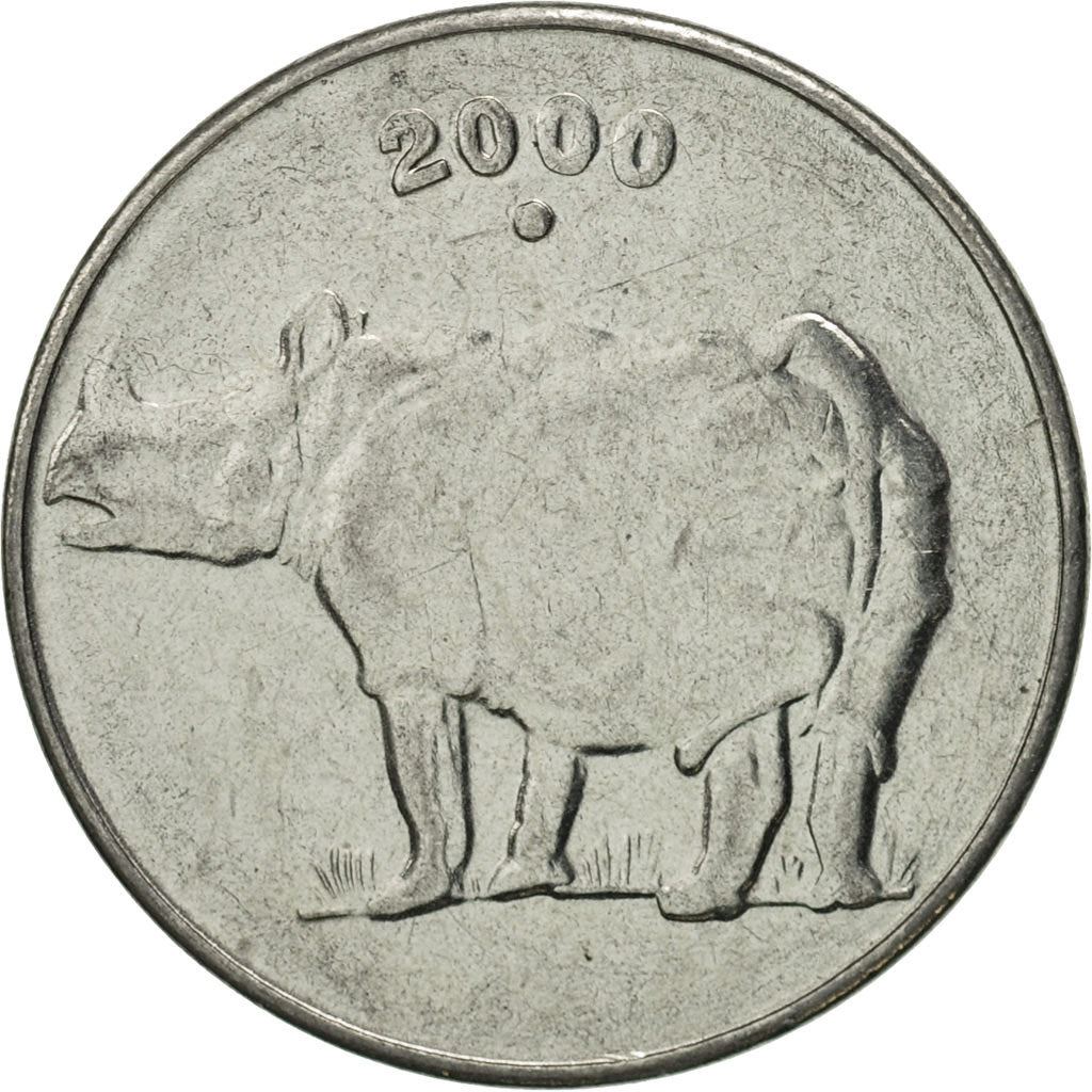 India | 25 Paise Coin | Rhinoceros | Km:54 | 1988 - 2002