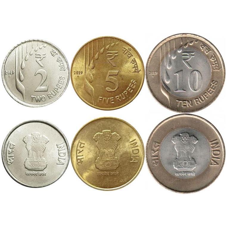 India | 3 Coin Set | 2 5 10 Rupees | 2019 - 2022