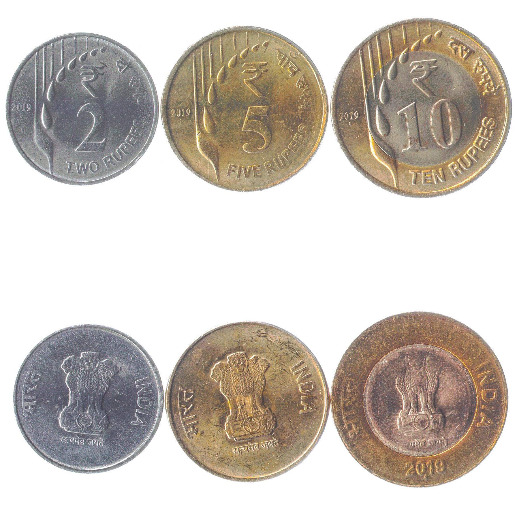 India | 3 Coin Set | 2 5 10 Rupees | 2019 - 2022