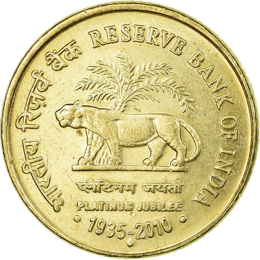 India | 5 Rupees Coin | Bengal Tiger | Km:387 | 2010