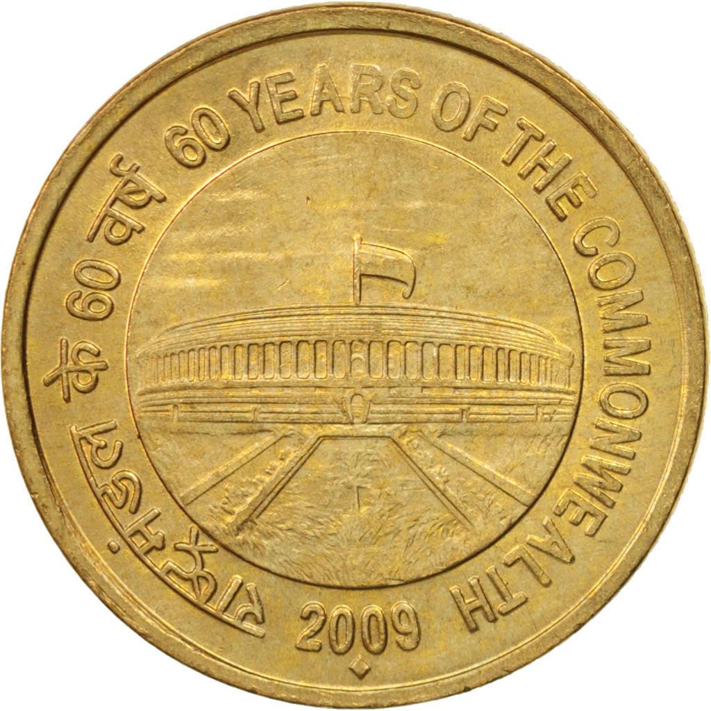 India | 5 Rupees Coin | Parliament building | Km:376 | 2009