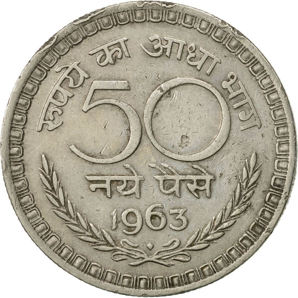 India | 50 Naye Paise Coin | Ashoka lion | Km:55 | 1960 - 1963