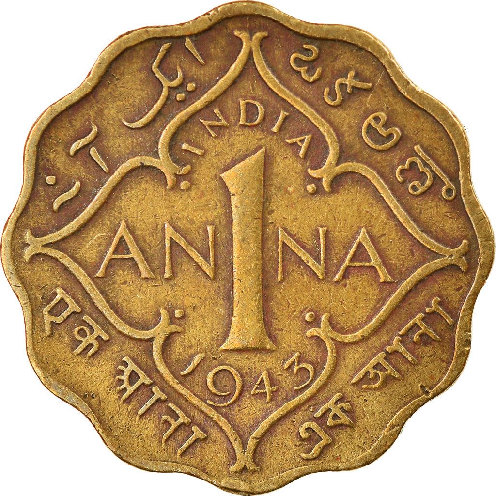 India - British | 1 Anna Coin | King George VI | Km:537A | 1942 - 1944