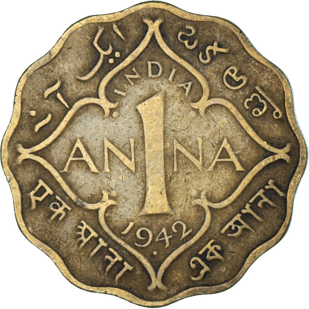 India - British | 1 Anna Coin | King George VI | Km:537A | 1942 - 1944