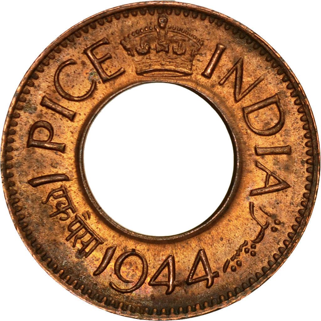 India - British | 1 Pice Coin | Wreath | Km:533 | 1943 - 1947