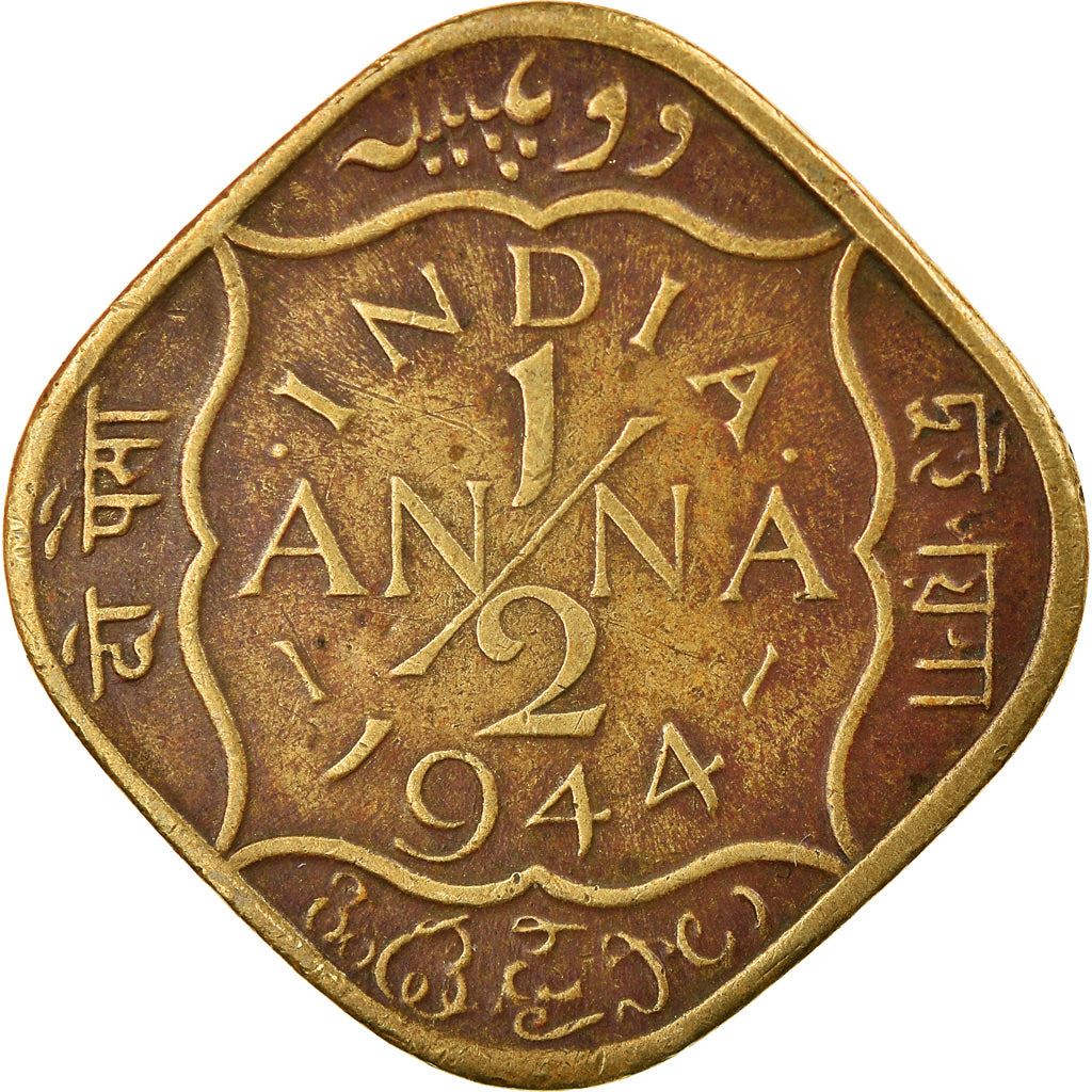 India - British | 1/2 Anna Coin | King George VI | Km:534B | 1942 - 1945