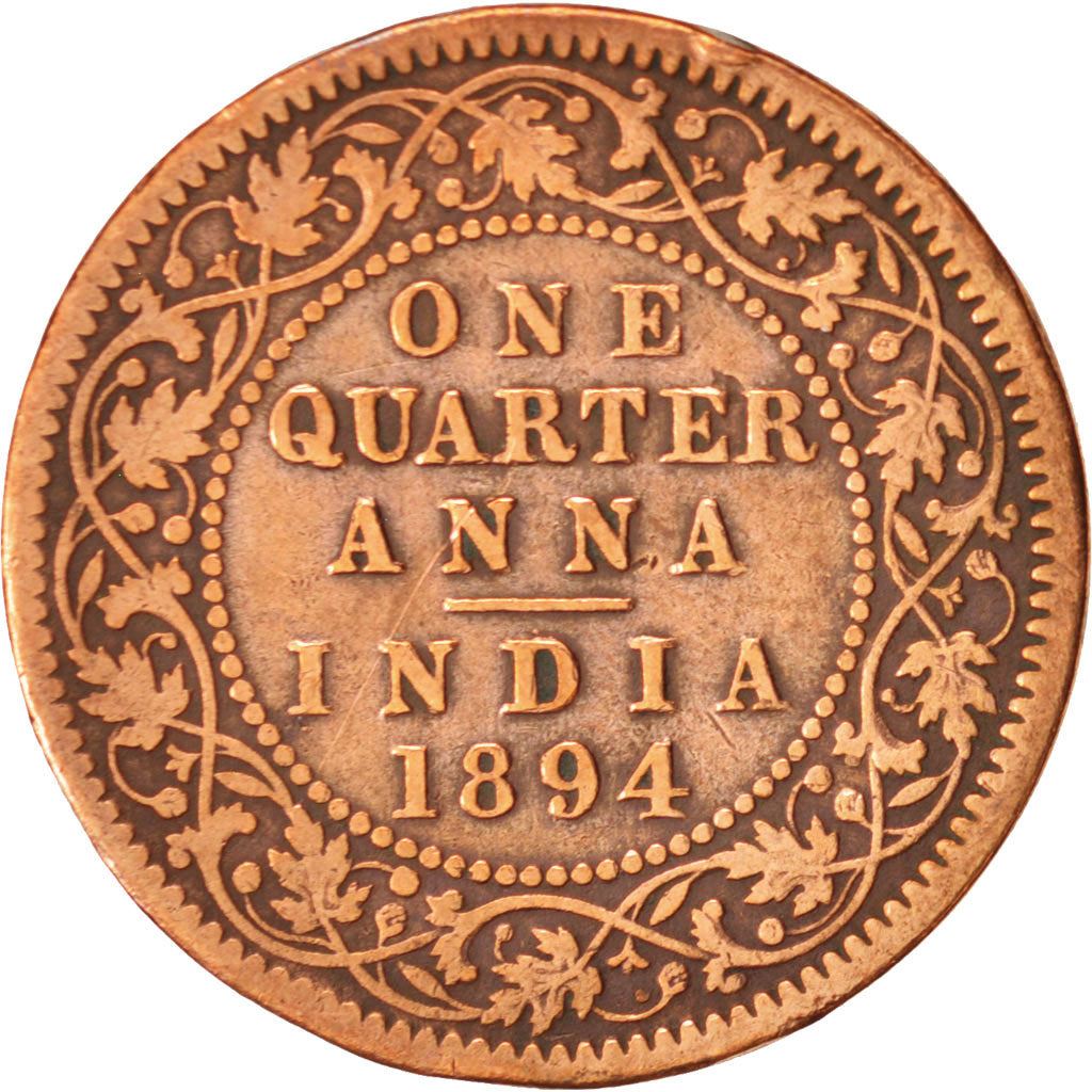 India - British | 1/4 Anna Coin | Queen Victoria | Km:486 | 1877 - 1901