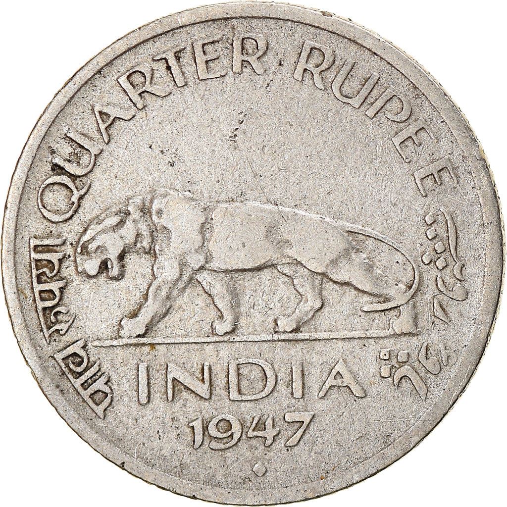 India - British | 1/4 Rupee Coin | Indian tiger | Km:548 | 1946 - 1947